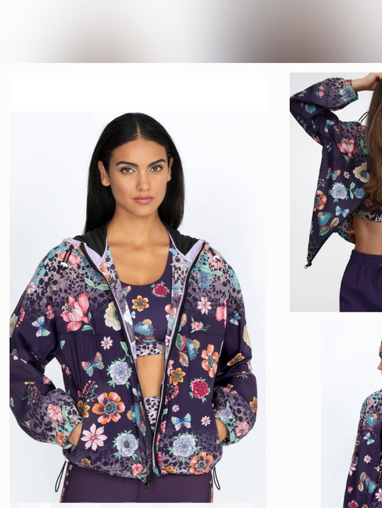 Johnny Was Jackets & Blazers - Johnny Was Floral Hooded Windbreaker Jacket - Purple Floral Print